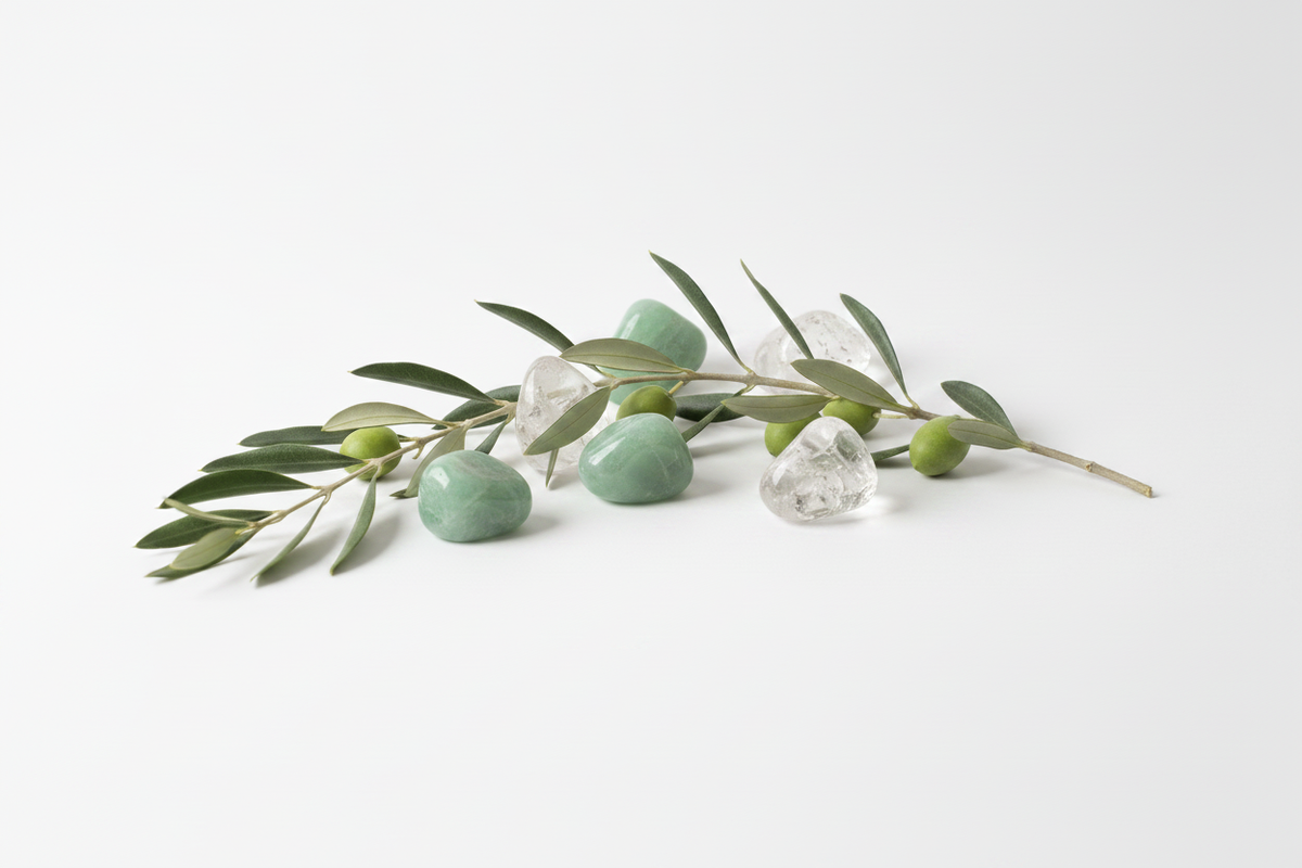 Olive Branch with Crystals